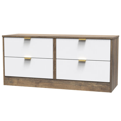 Nashville F Large Chest of Drawers White & Vintage Oak 4 Drawers 115cm