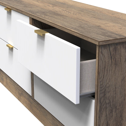 Nashville F Large Chest of Drawers White & Vintage Oak 4 Drawers 115cm