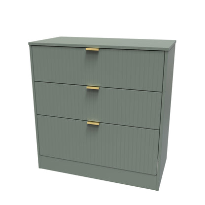 Nashville F Chest of Drawers Green 3 Drawers 77cm