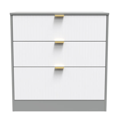 Nashville F Chest of Drawers White & Grey 3 Drawers 77cm