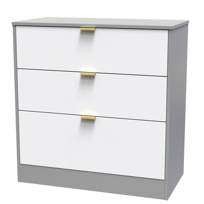 Nashville F Chest of Drawers White & Grey 3 Drawers 77cm