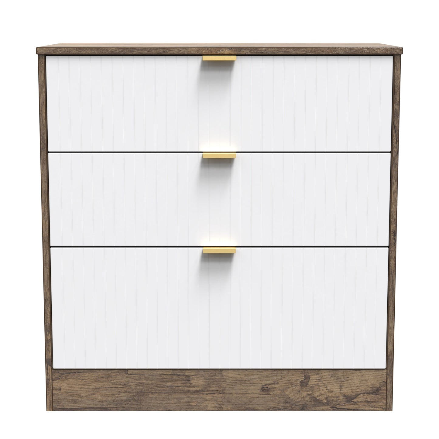 Nashville F Chest of Drawers White & Vintage Oak 3 Drawers 77cm