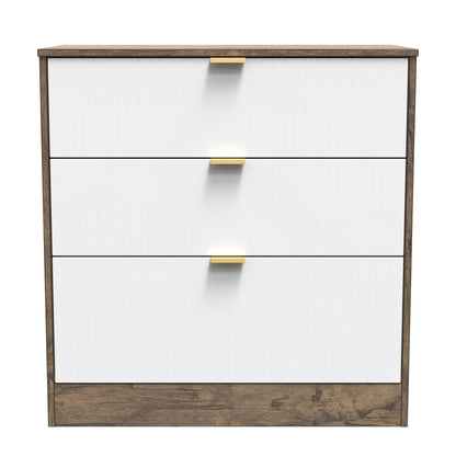Nashville F Chest of Drawers White & Vintage Oak 3 Drawers 77cm