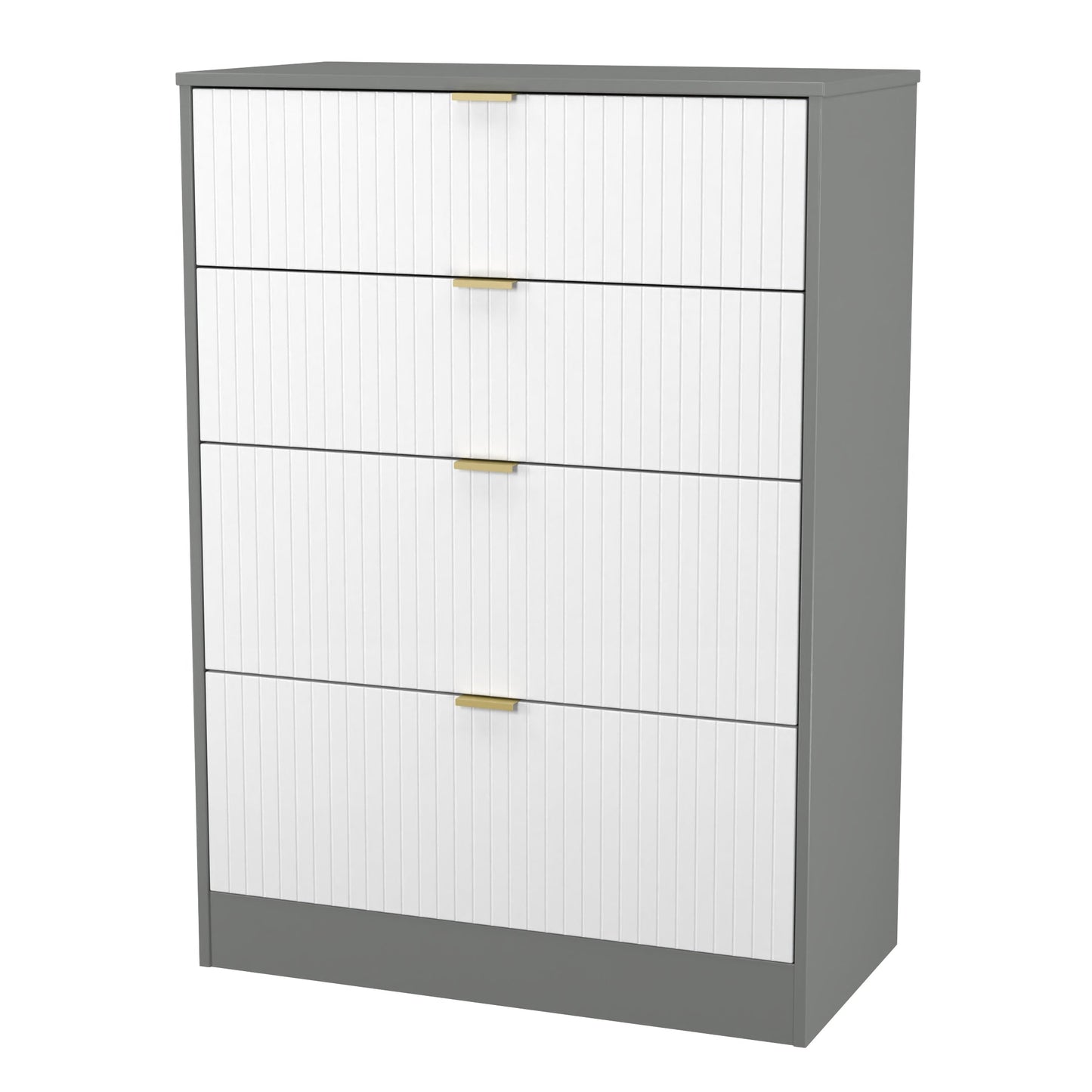 Nashville F Tall Chest of Drawers White & Grey 4 Drawers 77cm
