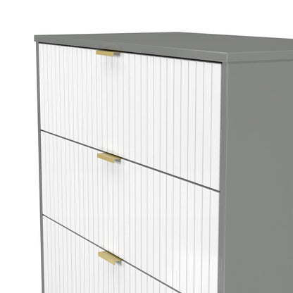 Nashville F Tall Chest of Drawers White & Grey 4 Drawers 77cm