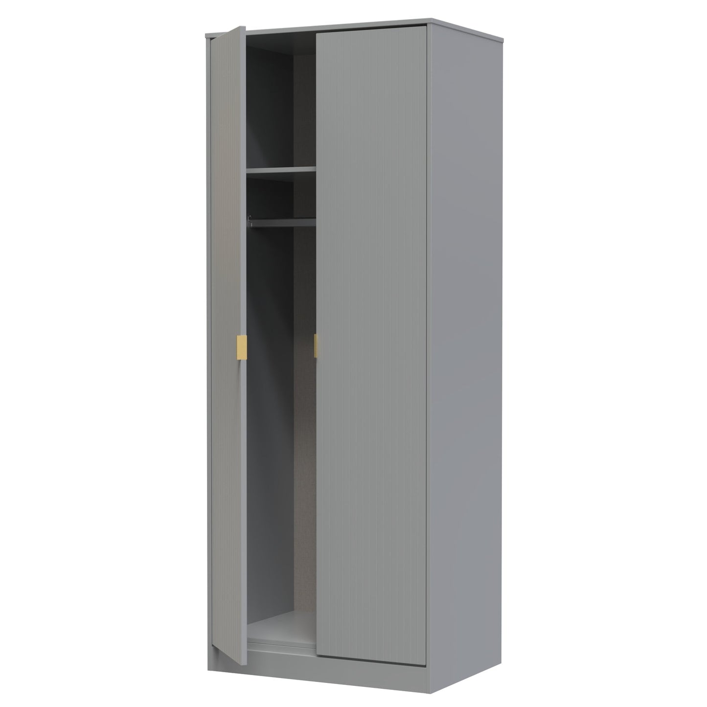 Nashville F Tall Wardrobe Grey 2 Doors 1 Shelf 77cm