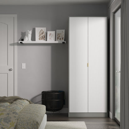Nashville F Tall Wardrobe White & Grey 2 Doors 1 Shelf 77cm