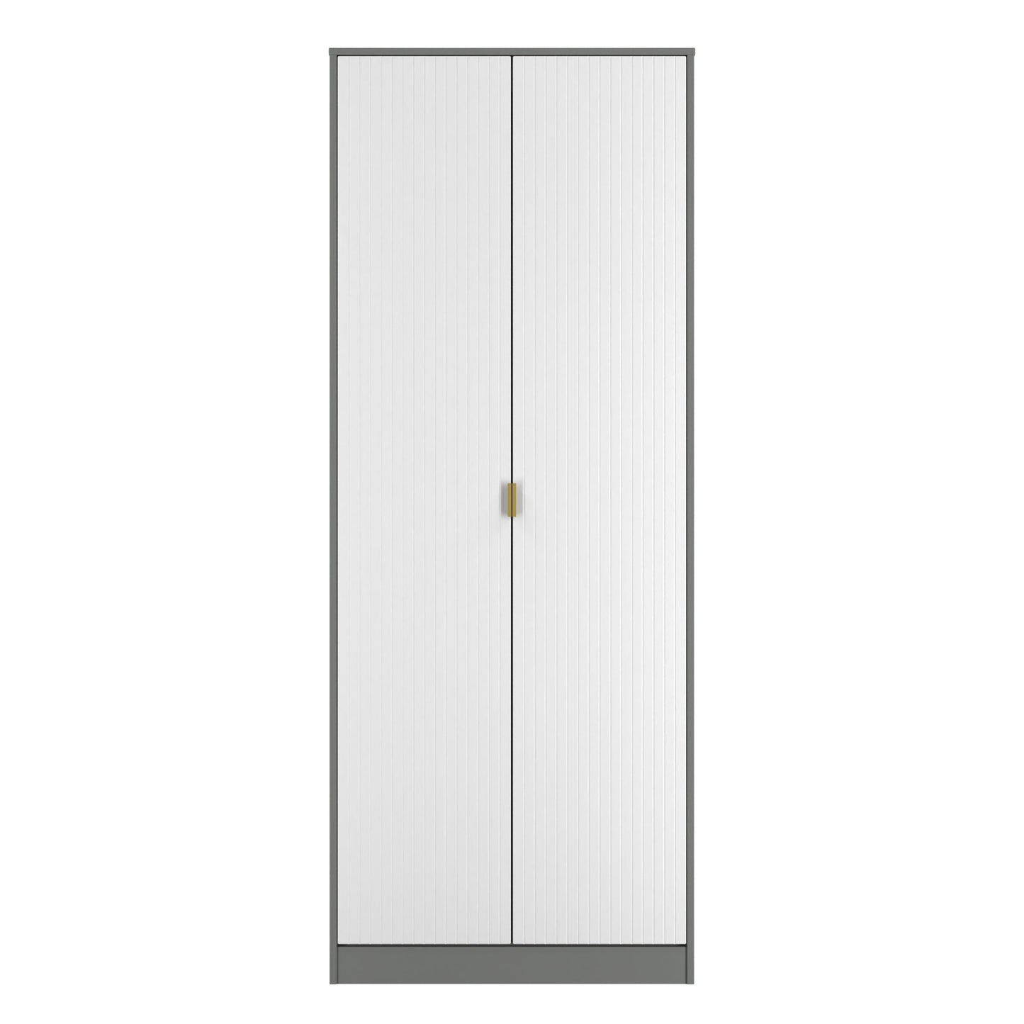 Nashville F Tall Wardrobe White & Grey 2 Doors 1 Shelf 77cm