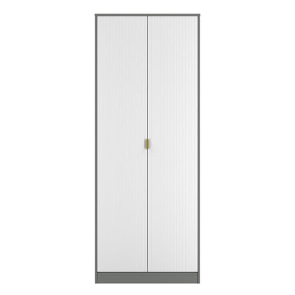 Nashville F Tall Wardrobe White & Grey 2 Doors 1 Shelf 77cm
