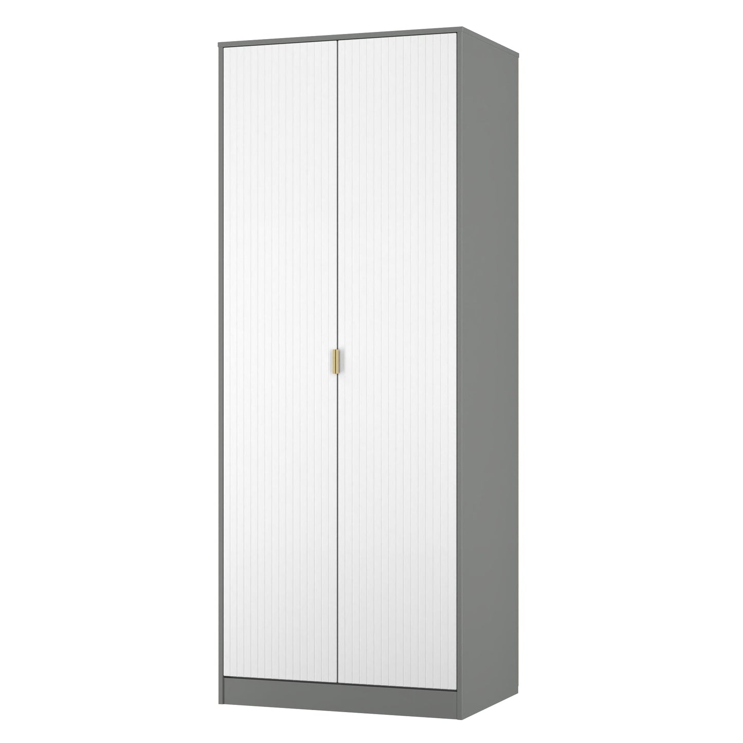 Nashville F Tall Wardrobe White & Grey 2 Doors 1 Shelf 77cm