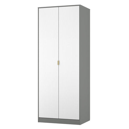 Nashville F Tall Wardrobe White & Grey 2 Doors 1 Shelf 77cm