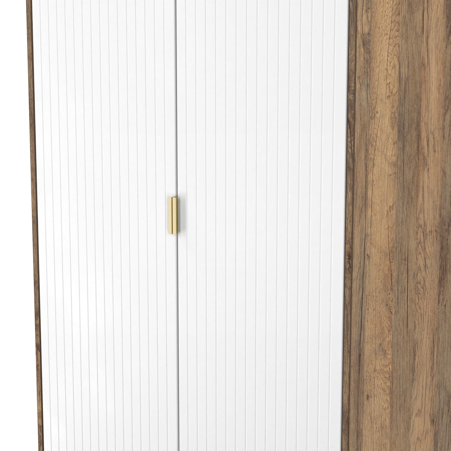 Nashville F Tall Wardrobe White & Vintage Oak 2 Doors 1 Shelf 77cm