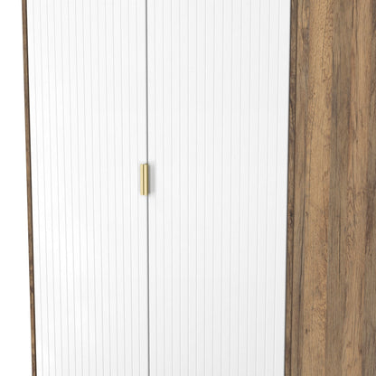 Nashville F Tall Wardrobe White & Vintage Oak 2 Doors 1 Shelf 77cm