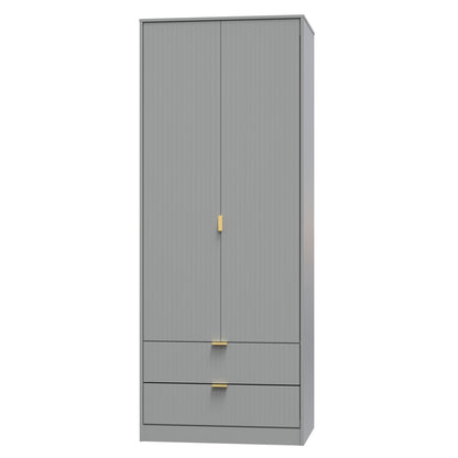 Nashville F Tall Wardrobe Grey 2 Doors 2 Drawers 77cm