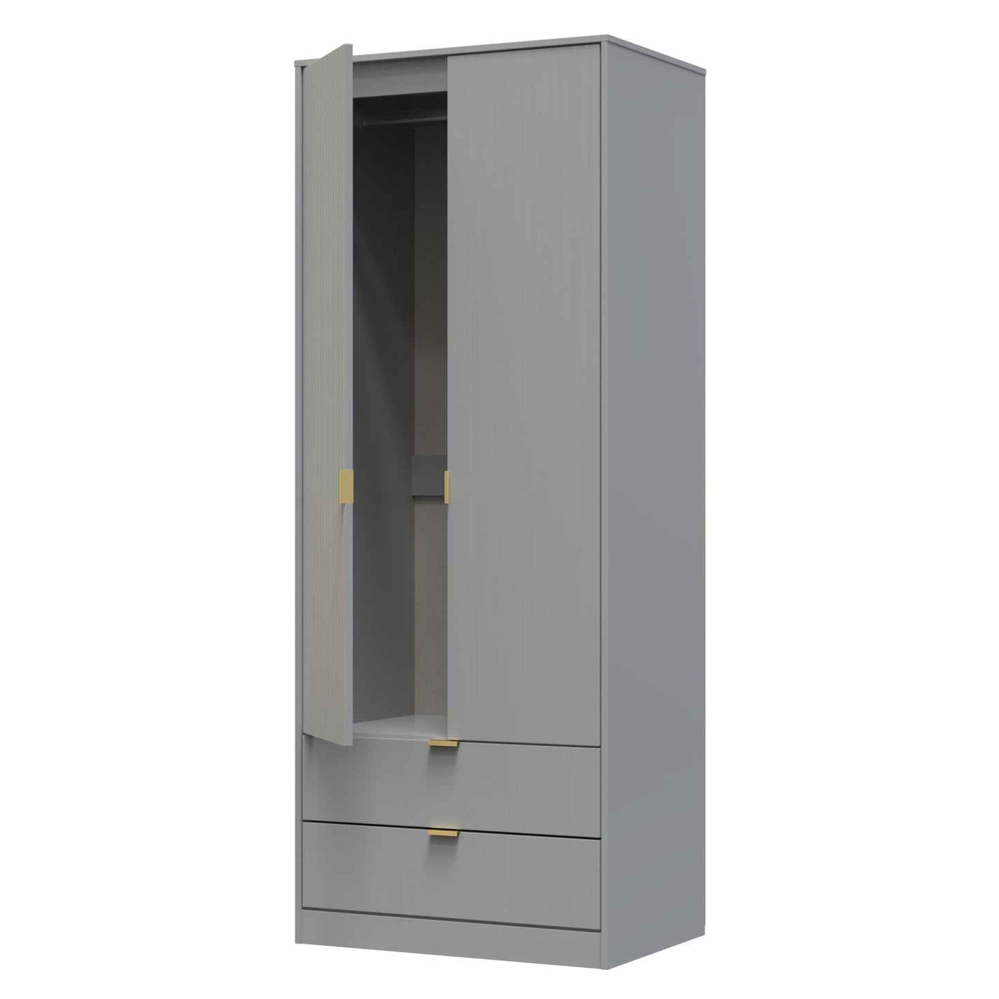 Nashville F Tall Wardrobe Grey 2 Doors 2 Drawers 77cm
