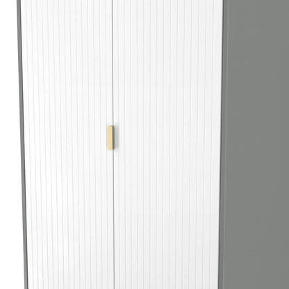 Nashville F Tall Wardrobe White & Grey 2 Doors 2 Drawers 77cm