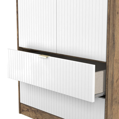 Nashville F Tall Wardrobe White & Vintage Oak 2 Doors 2 Drawers 77cm