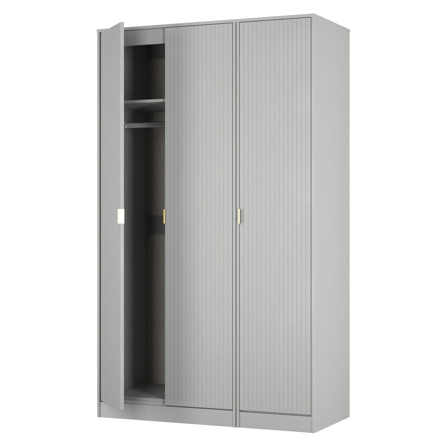 Nashville F Tall Wardrobe Grey 3 Doors 1 Shelf 116cm