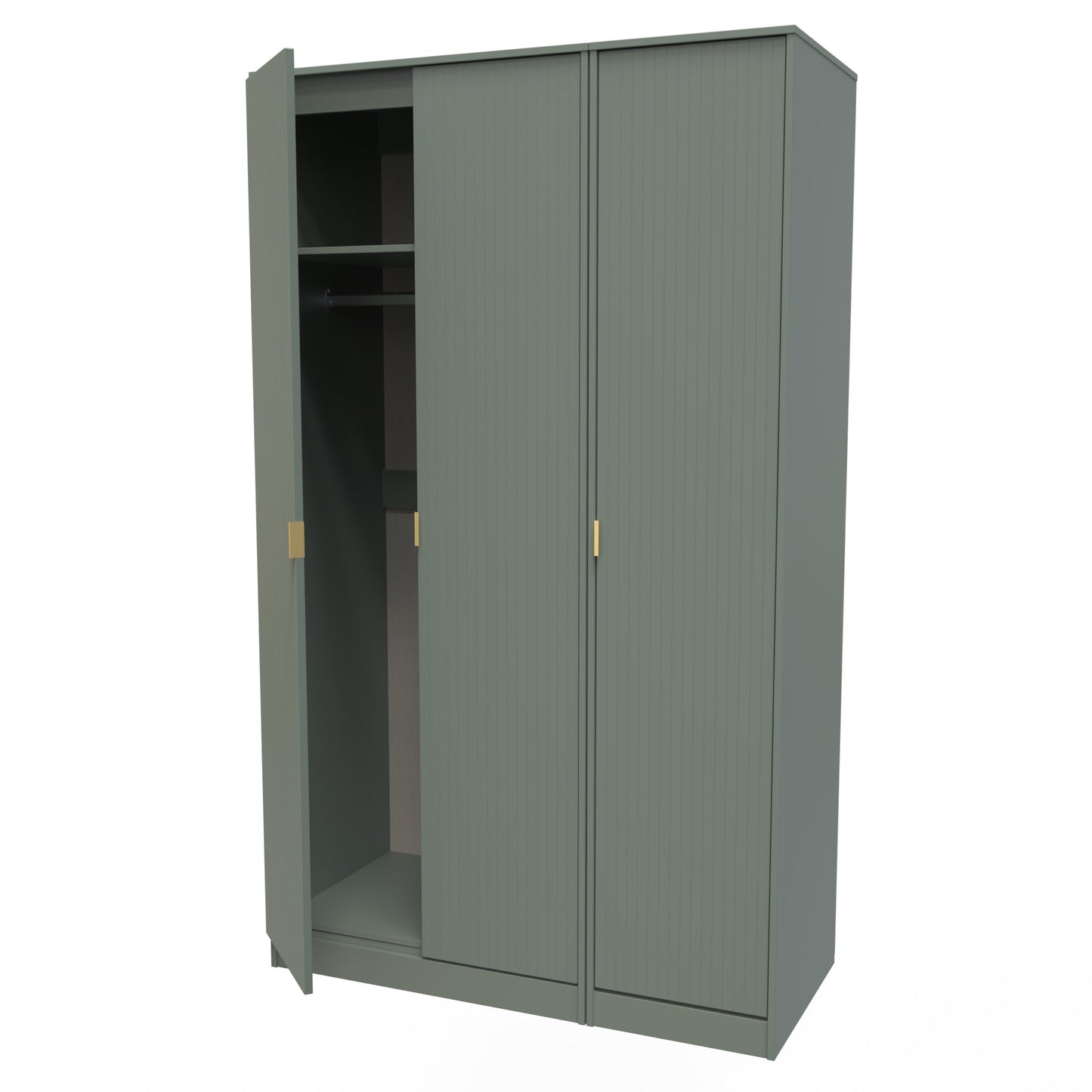 Nashville F Tall Wardrobe Green 3 Doors 1 Shelf 116cm