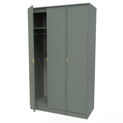 Nashville F Tall Wardrobe Green 3 Doors 1 Shelf 116cm