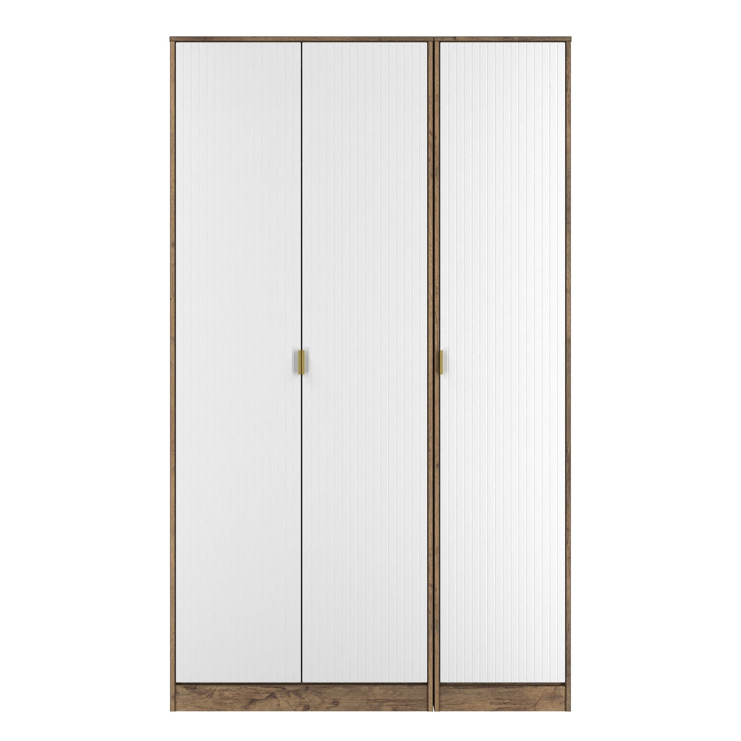 Nashville F Tall Wardrobe White & Vintage Oak 3 Doors 1 Shelf 116cm