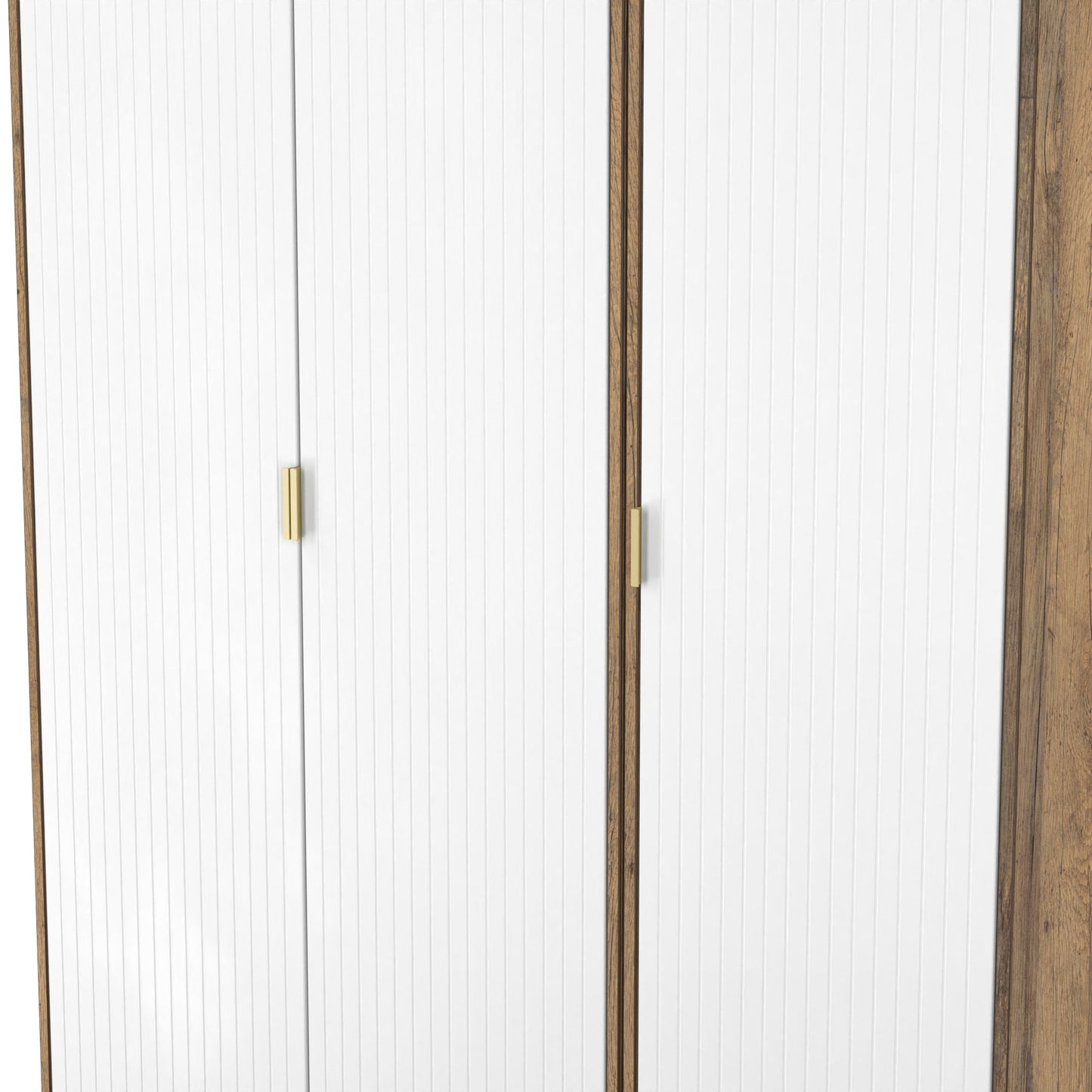 Nashville F Tall Wardrobe White & Vintage Oak 3 Doors 1 Shelf 116cm