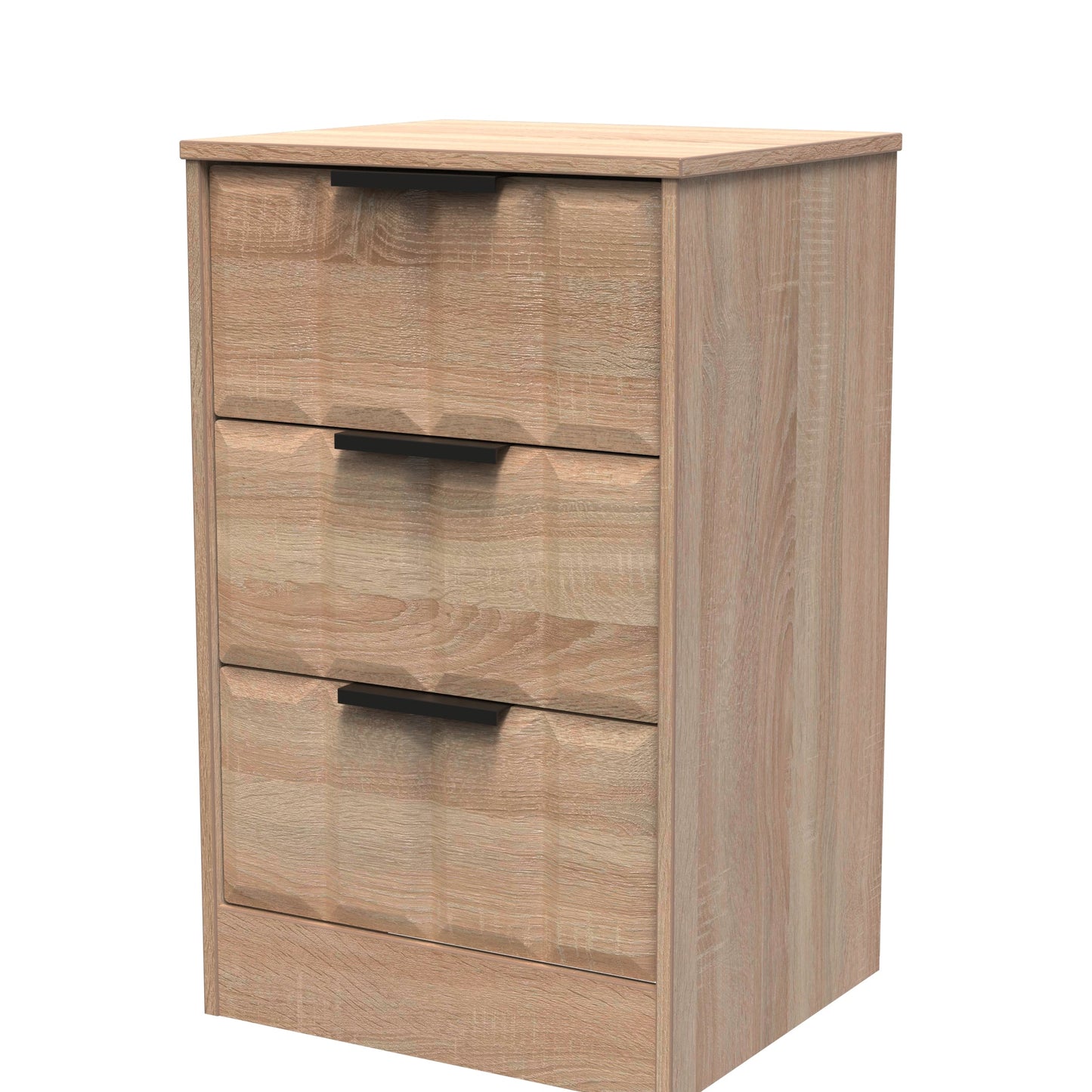 New York C Bedside Table Light Oak 3 Drawers 45cm