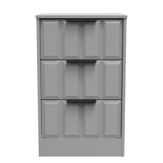 New York C Bedside Table Grey 3 Drawers 45cm