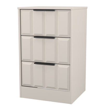 New York C Bedside Table Off-white 3 Drawers 45cm