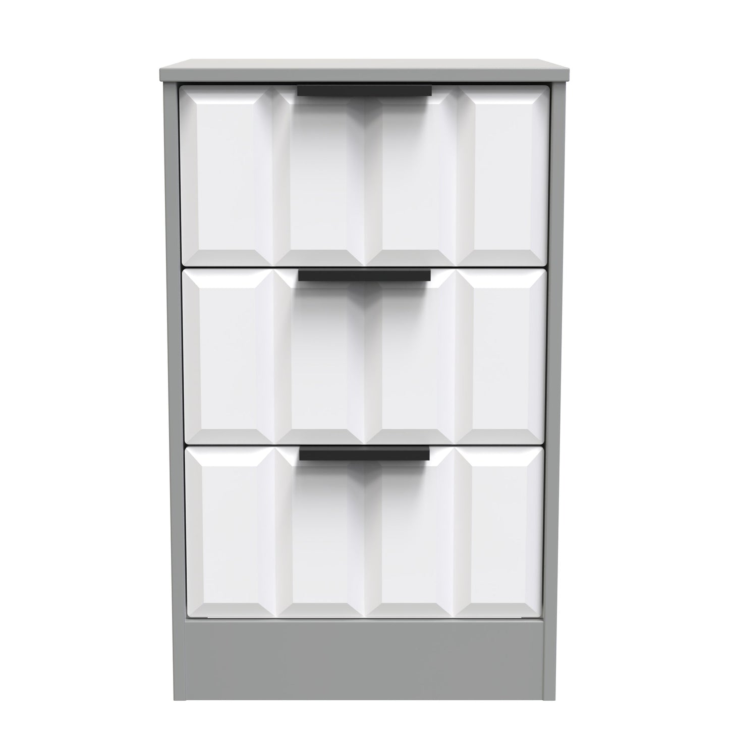 New York C Bedside Table White & Grey 3 Drawers 45cm