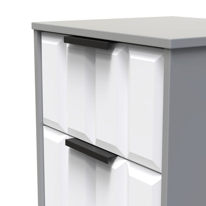 New York C Bedside Table White & Grey 3 Drawers 45cm