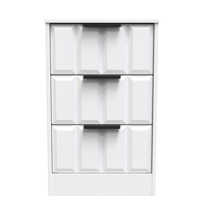 New York C Bedside Table White 3 Drawers 45cm