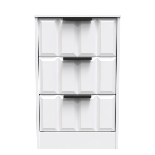 New York C Bedside Table White 3 Drawers 45cm