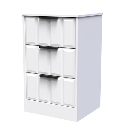 New York C Bedside Table White 3 Drawers 45cm