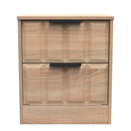 New York C Bedside Table Light Oak 2 Drawers 45cm