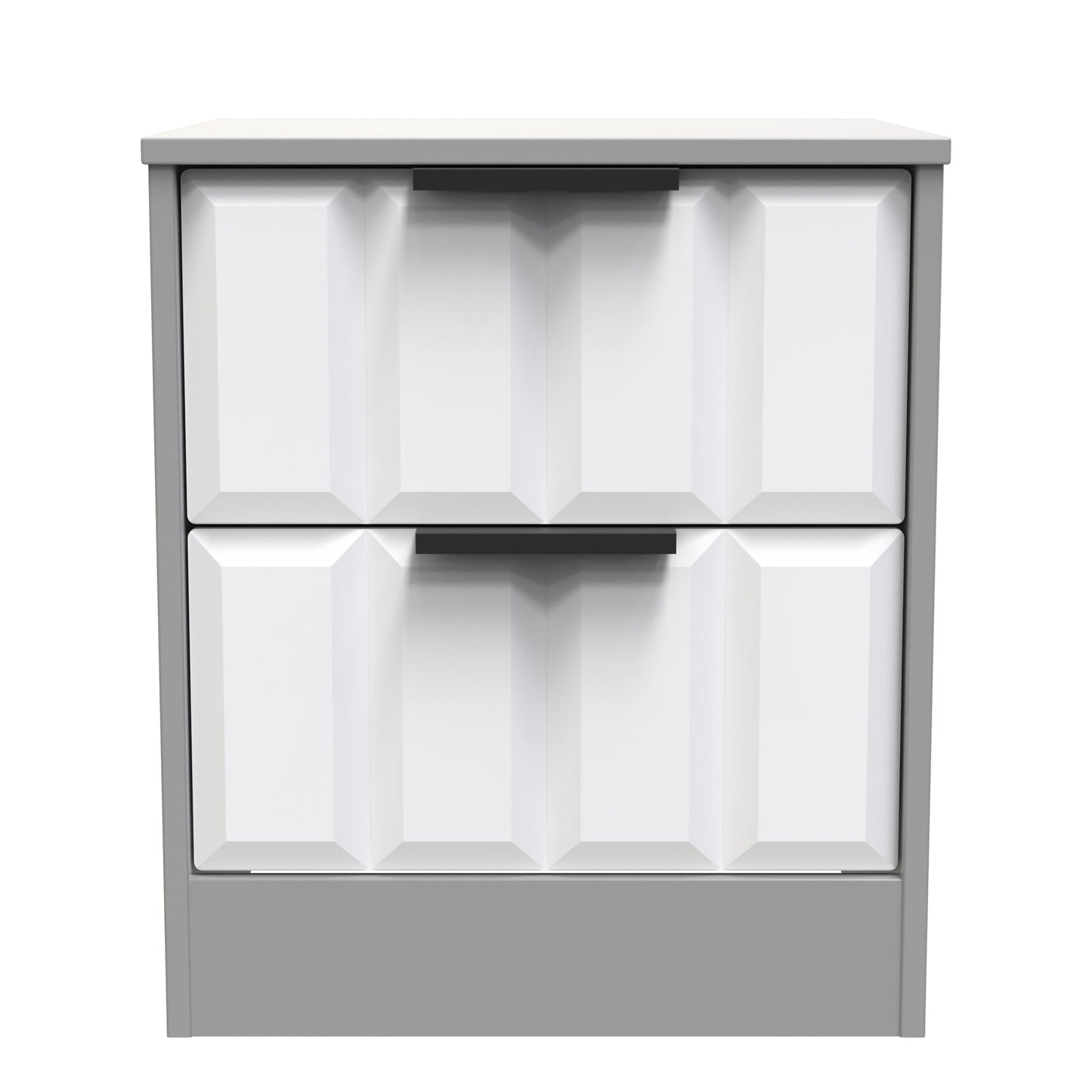 New York C Bedside Table White & Grey 2 Drawers 45cm