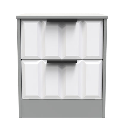 New York C Bedside Table White & Grey 2 Drawers 45cm