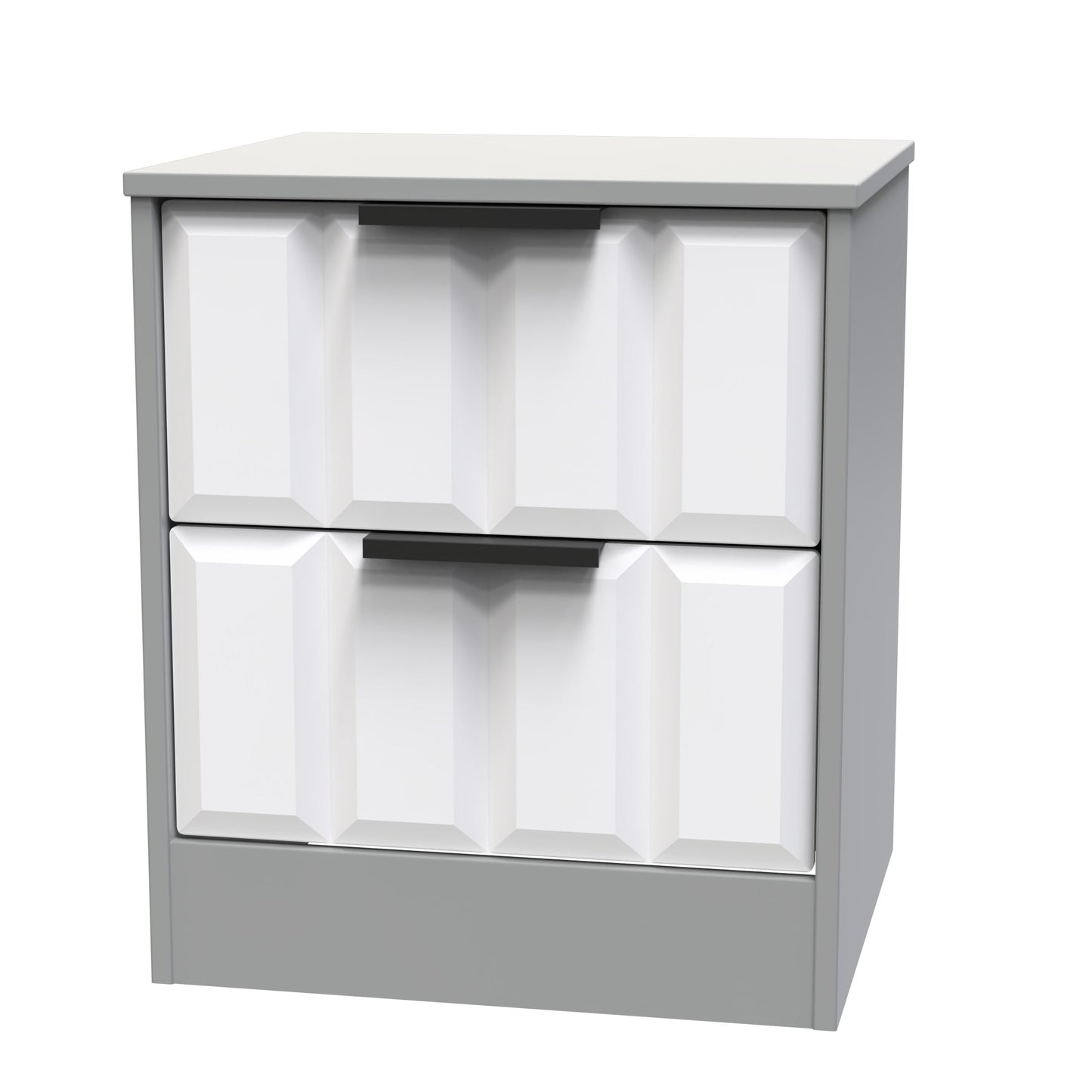 New York C Bedside Table White & Grey 2 Drawers 45cm