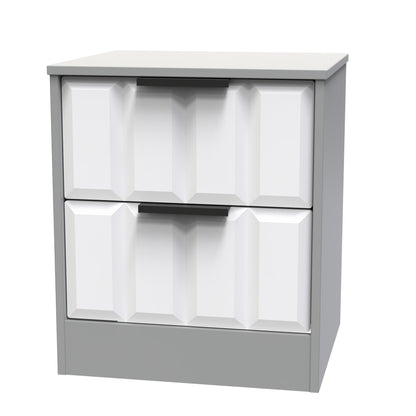 New York C Bedside Table White & Grey 2 Drawers 45cm