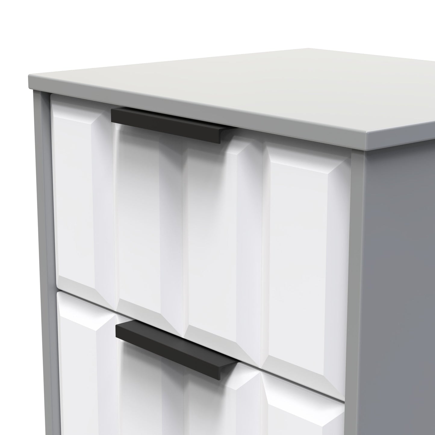 New York C Bedside Table White & Grey 2 Drawers 45cm
