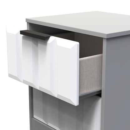 New York C Bedside Table White & Grey 2 Drawers 45cm