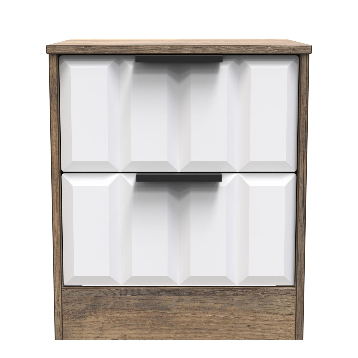 New York C Bedside Table White & Vintage Oak 2 Drawers 45cm