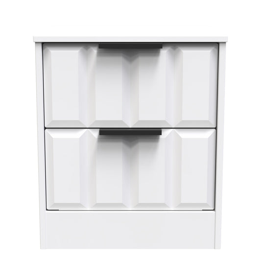 New York C Bedside Table White 2 Drawers 45cm