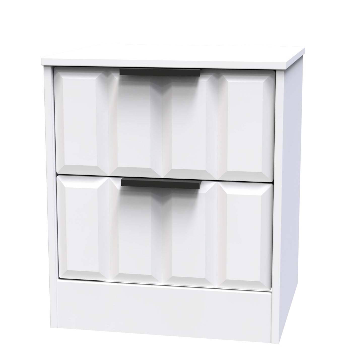 New York C Bedside Table White 2 Drawers 45cm