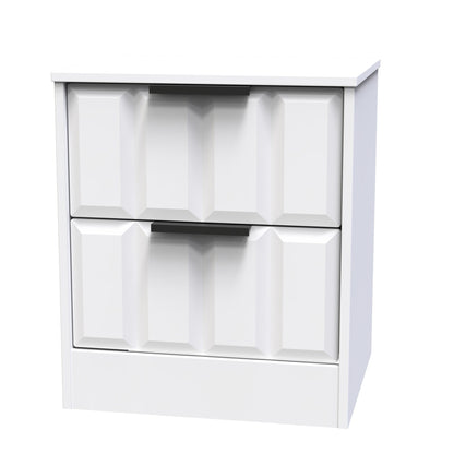 New York C Bedside Table White 2 Drawers 45cm