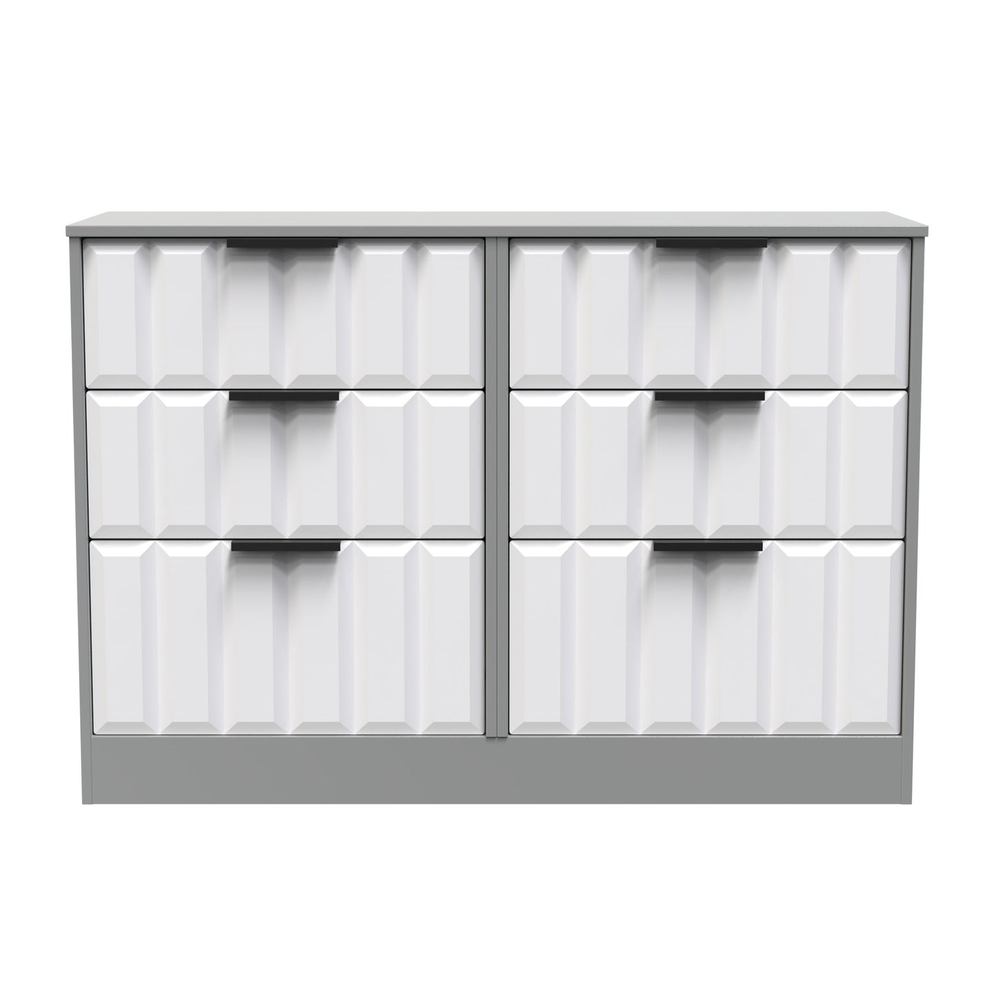 New York C Large Chest of Drawers White & Grey 6 Drawers 115cm
