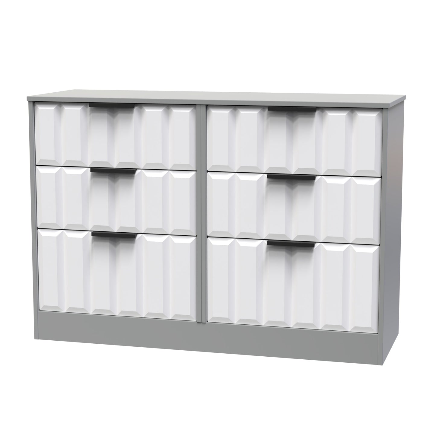 New York C Large Chest of Drawers White & Grey 6 Drawers 115cm