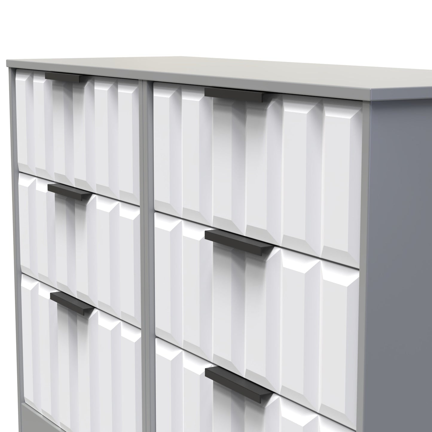 New York C Large Chest of Drawers White & Grey 6 Drawers 115cm