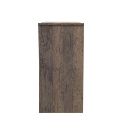 New York C Large Chest of Drawers White & Vintage Oak 6 Drawers 115cm