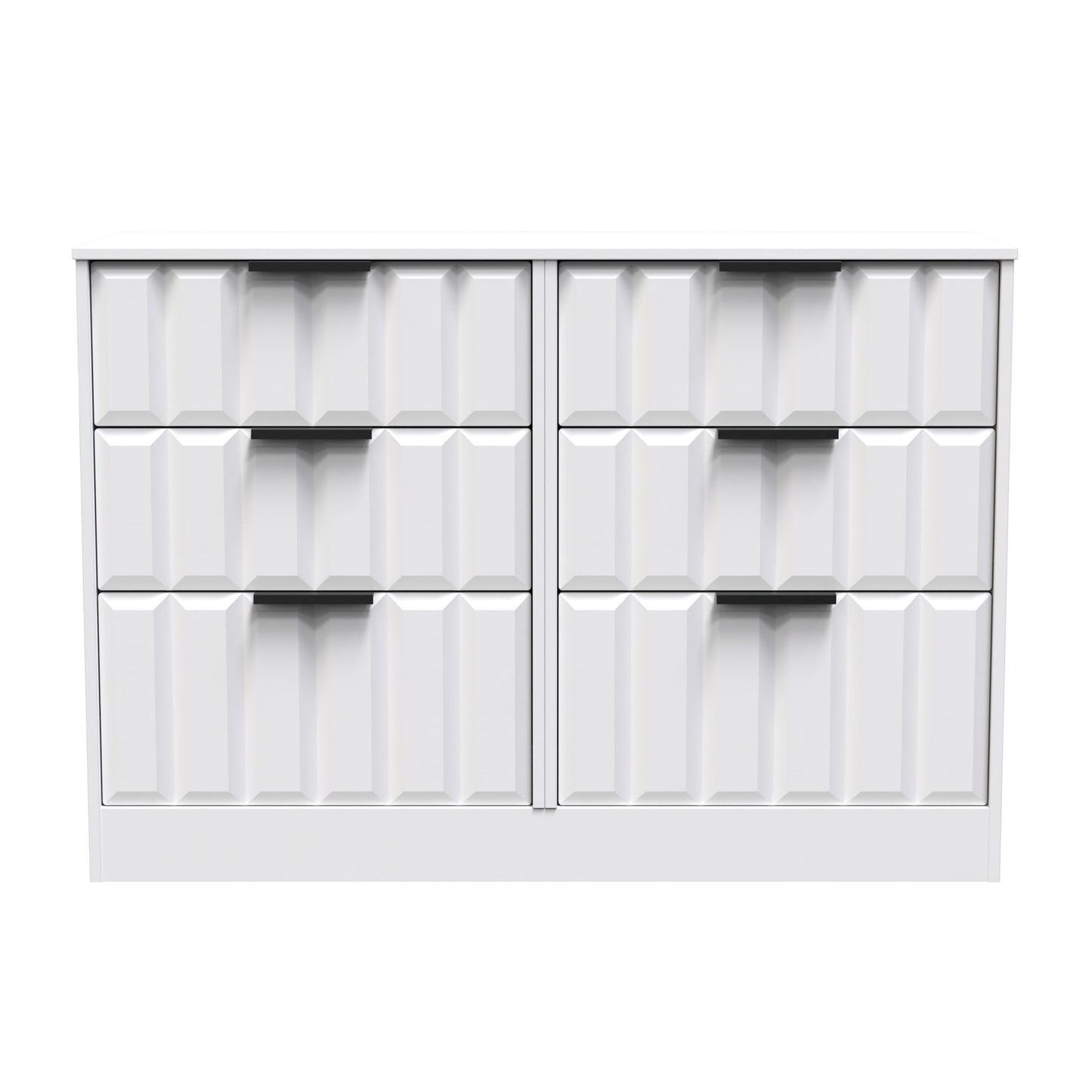 New York C Large Chest of Drawers White 6 Drawers 115cm